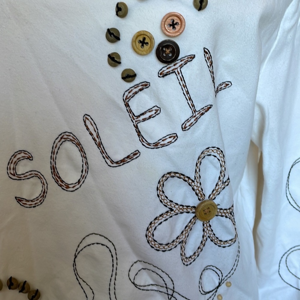 Hearts of Palm gorgeous ‘Joie Soleil’ blouse w/button and embroidered details XL - Picture 8 of 8